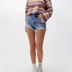 PacSun Vintage High Rise Emma Denim Shorts medium blue distressed size 27 NWT